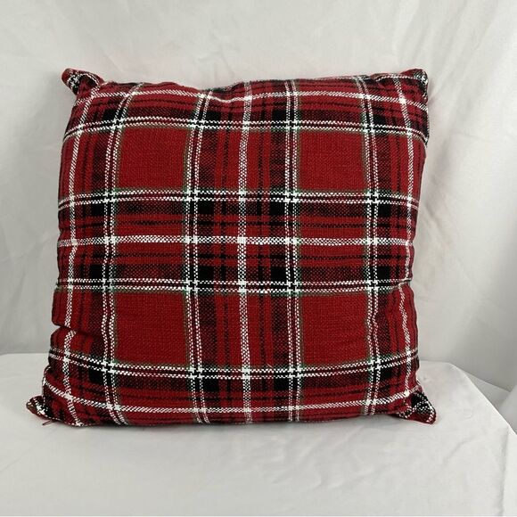 Allen + Roth Red Plaid Pillow Oversized NWT Zipper Cover 22” x 22” - Picture 1 of 4